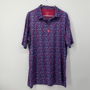 Bogey Bros Golf Polo Shirt Mens XL Blue Pink Performance Whale Tail Thong Print